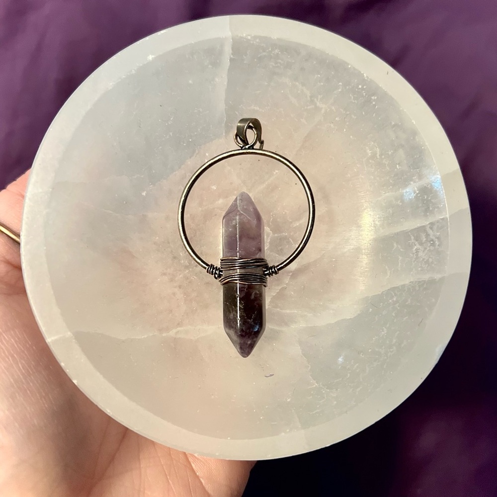 Amethyst Point Bronze Necklace